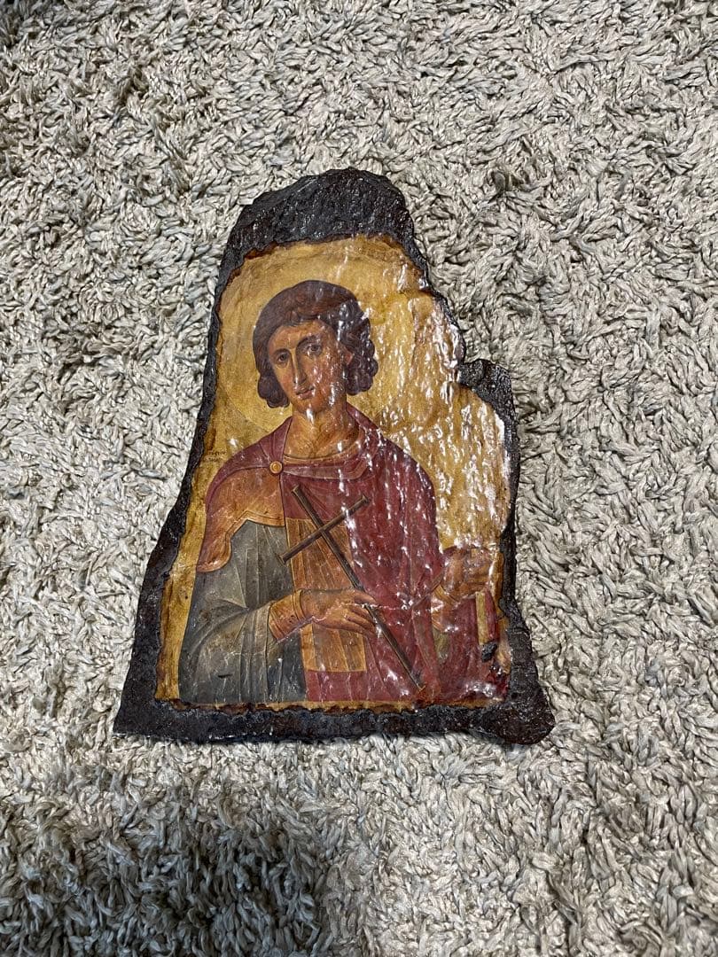 宗教画　イコン　自然石　アテネ