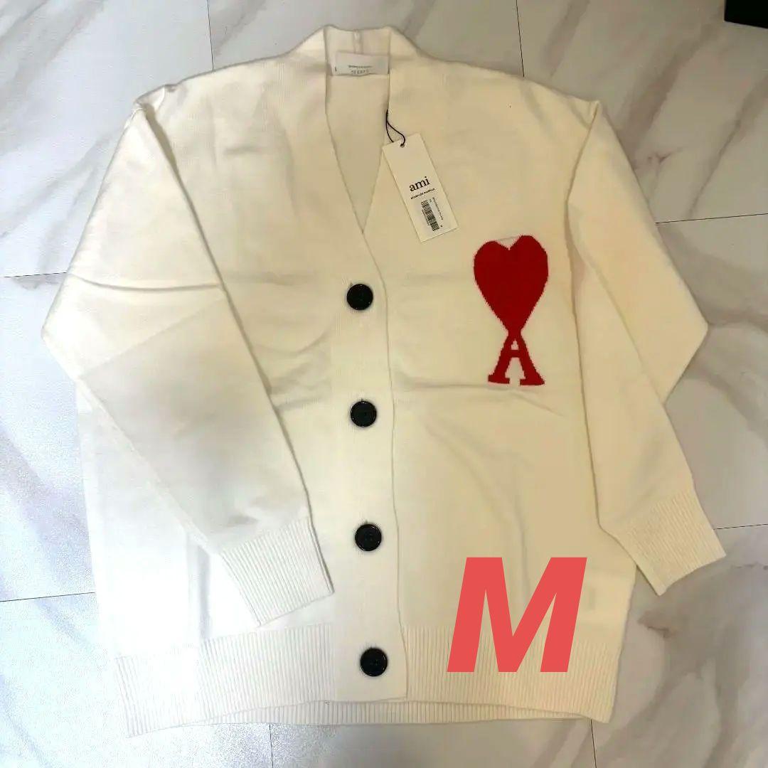 Ami Paris アミパリス ハートロゴ カーディガン 白 M