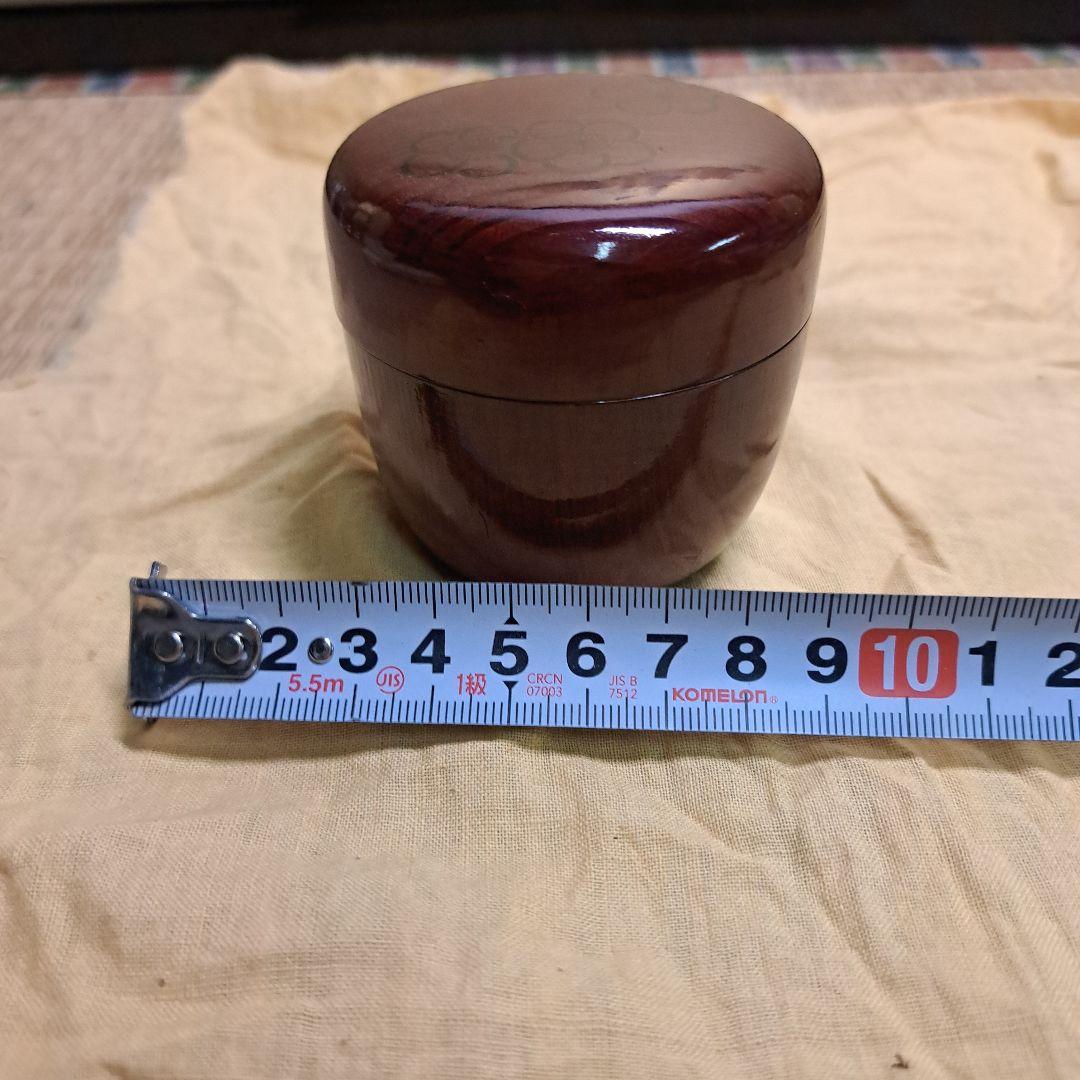 駒沢春斎(7代駒沢利斎)摺漆塗　梅図松の木中棗共箱　茶道具　漆器