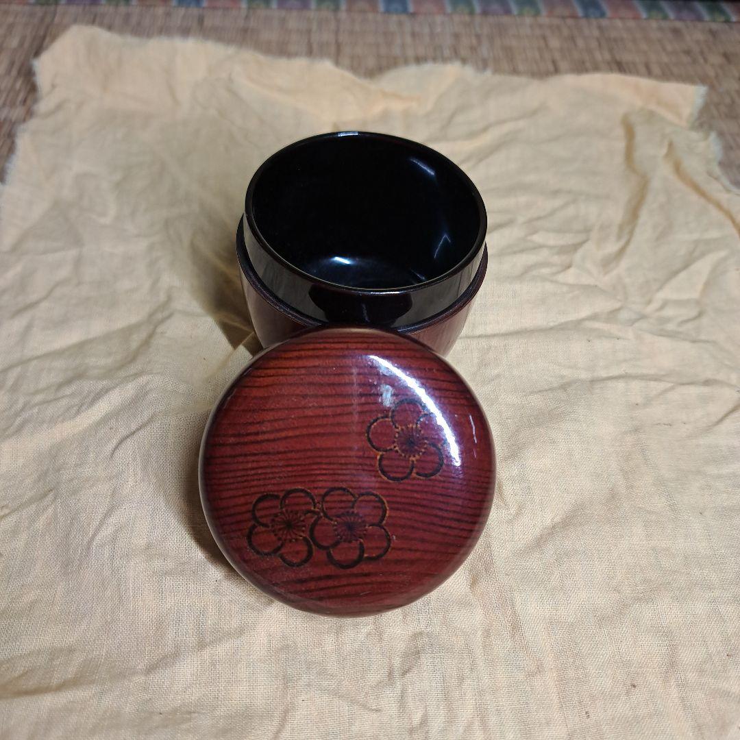 駒沢春斎(7代駒沢利斎)摺漆塗　梅図松の木中棗共箱　茶道具　漆器