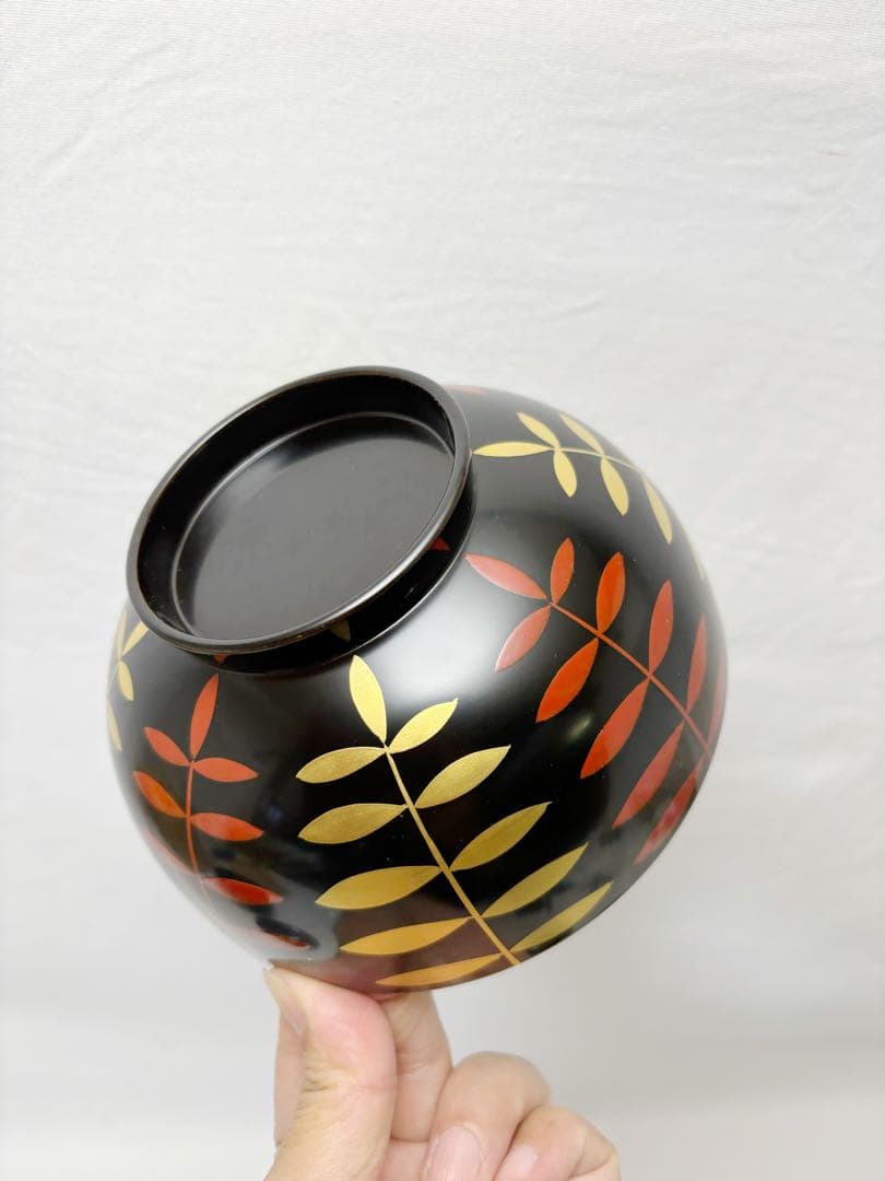未使用 懐石道具 塗師 岡本陽斎作 木製黒真塗 金彩蒔絵 煮物椀 5客揃 共箱