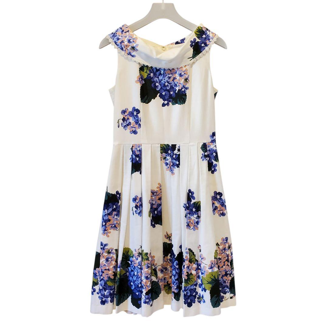 ロイスクレヨン ワンピース 紫陽花（スミレ）柄 Mサイズ