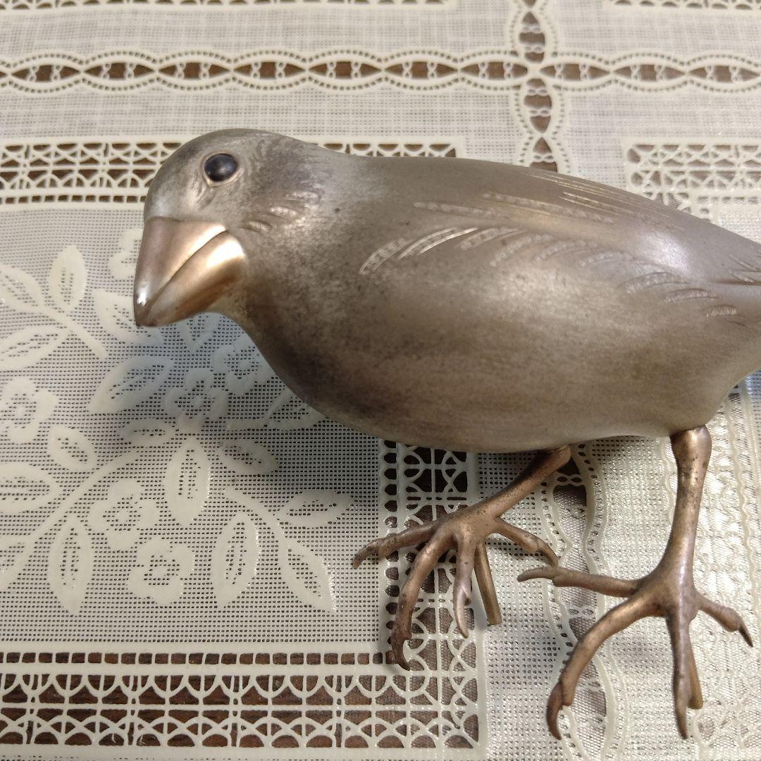 加納晴雲作　彫金　象嵌『鶯』