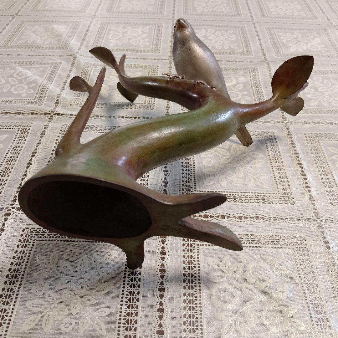 加納晴雲作　彫金　象嵌『鶯』