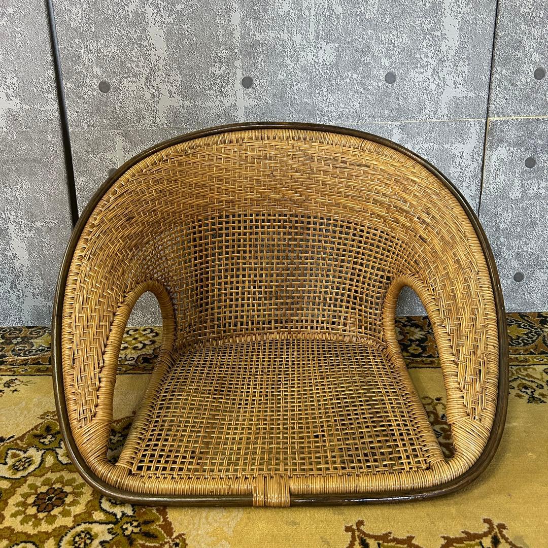 ꧁今枝ラタン꧂座椅子3脚 籐家具 いす イス チェア 昭和レトロ モダン