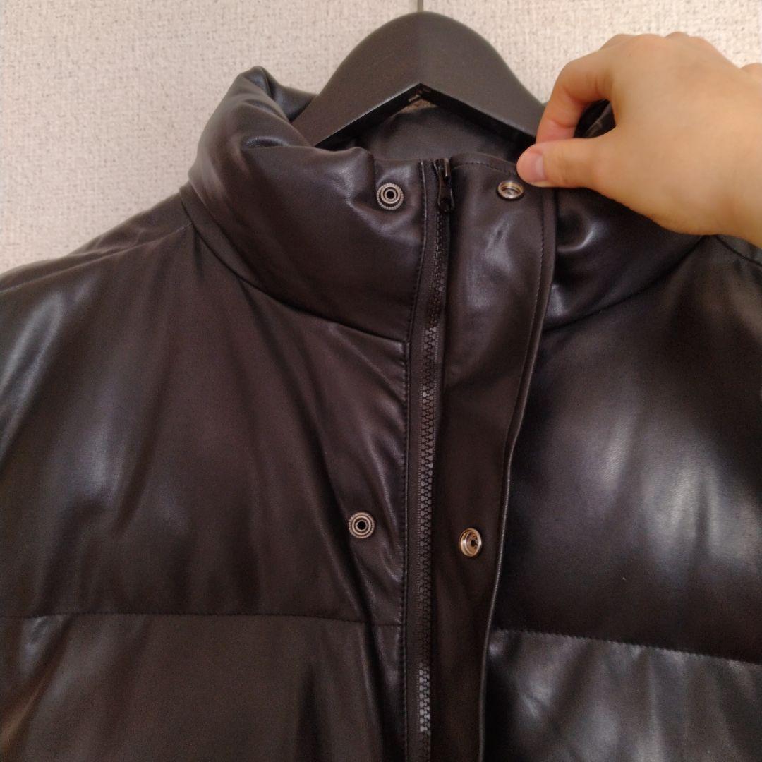 XLサイズ 黒 レザー重厚感ダウンベスト 新品未使用