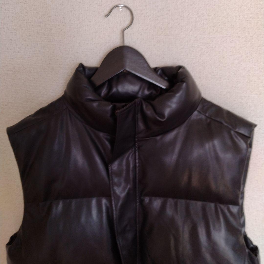 XLサイズ 黒 レザー重厚感ダウンベスト 新品未使用