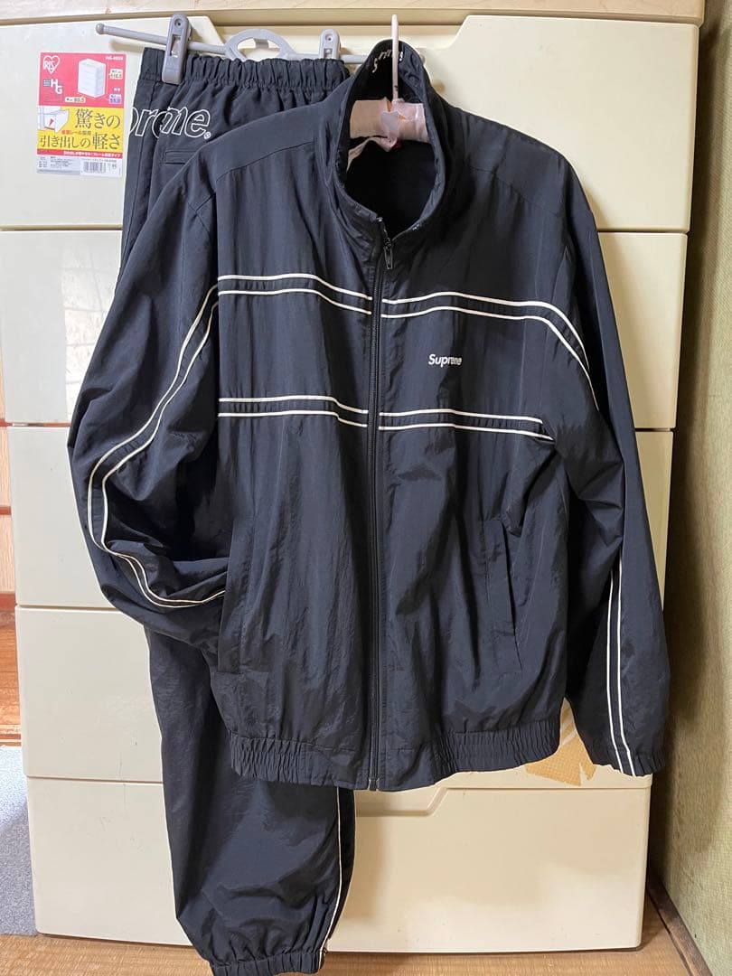 Supreme トラックナイロン ブラックパンツ