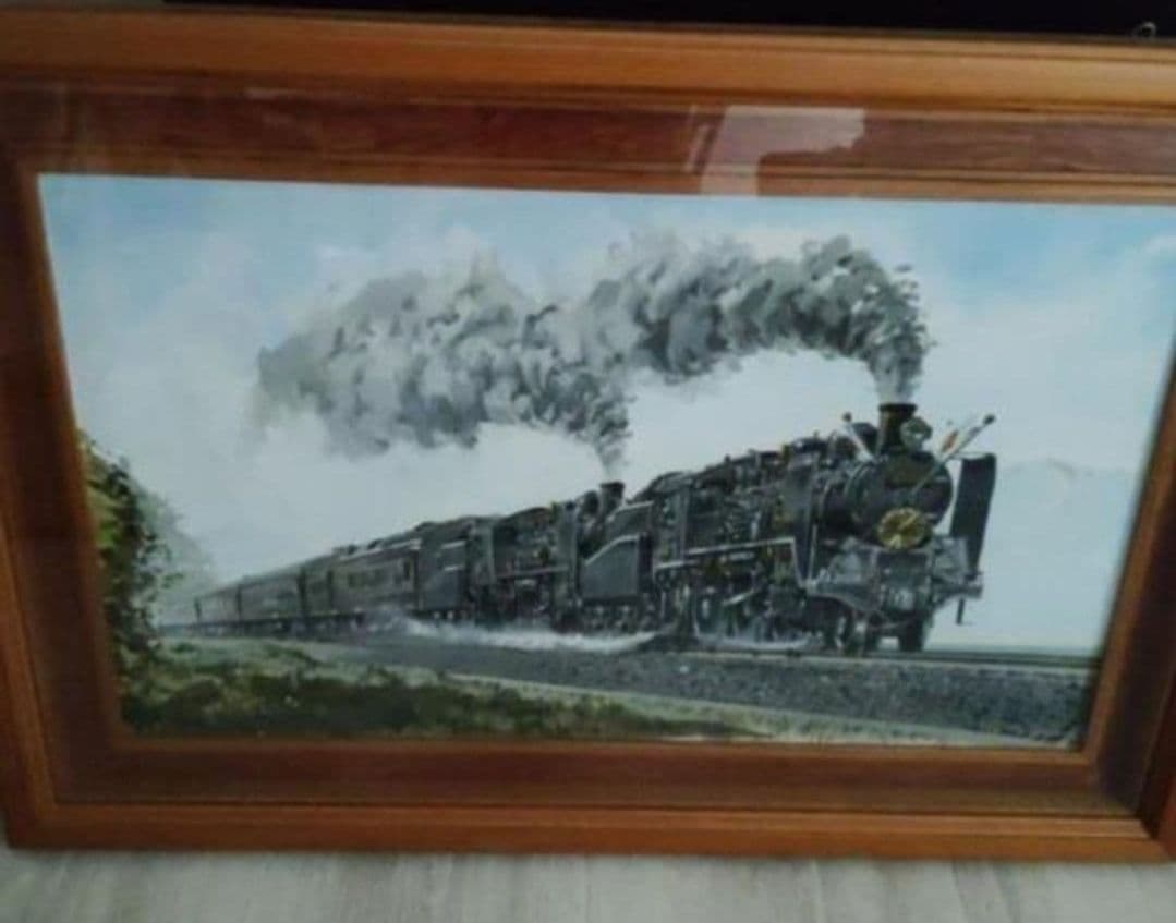 希少 大きい絵画 蒸気機関車 C56 油絵 絵画 中之間