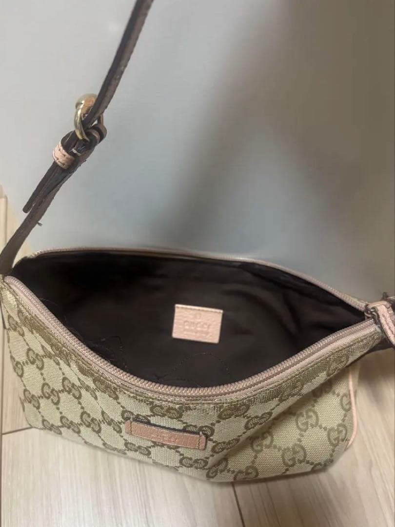 GUCCI グッチ GG キャンバス アクセサリーポーチ レザー ピンク