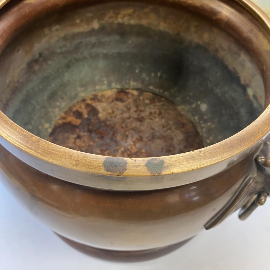 最終価格★唐金製（宣徳銅） 金谷五郎三郎 火鉢 箱付き★直接引取り16000円