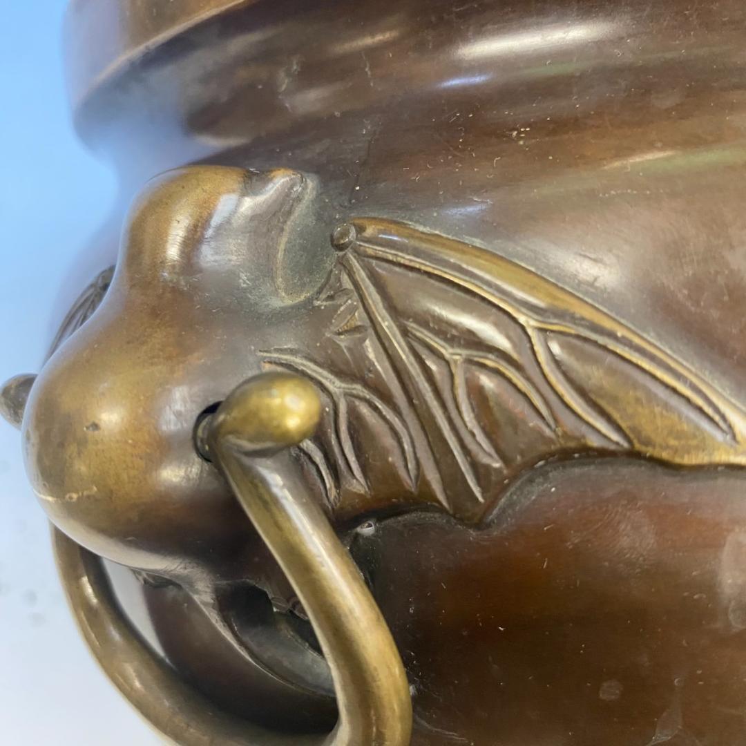 最終価格★唐金製（宣徳銅） 金谷五郎三郎 火鉢 箱付き★直接引取り16000円