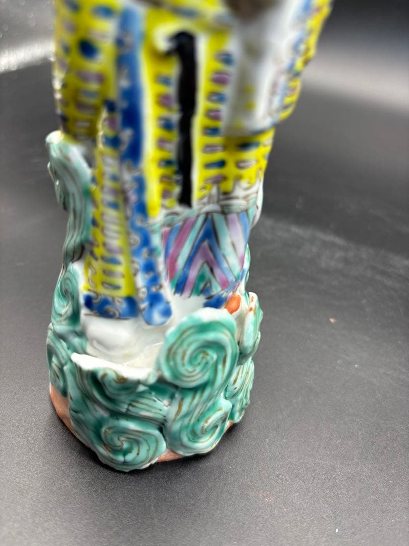 中国美術 古玩 色絵陶人形 陶器人形 高さ約18cm 置物 オブジェ 古董品