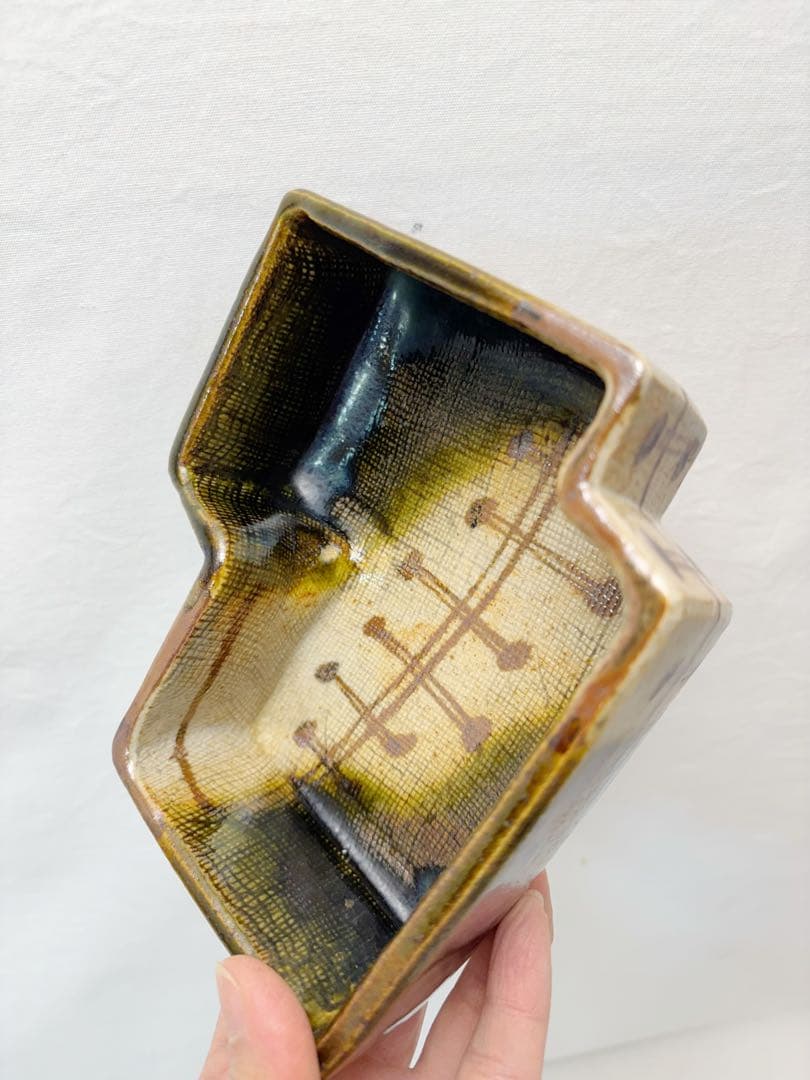 未使用 茶道具 加藤作助造 誰袖 織部 向付 5客組 足付小鉢 銘々皿 印 共箱