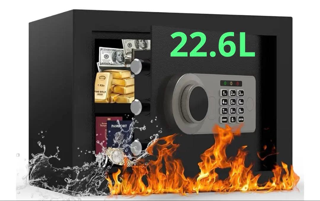 金庫 小型 [ 耐火 耐水/充電ケーブル付き] Diyife 電子式 金庫家庭用