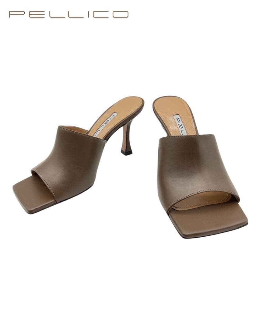 【新品】PELLICO レザーヒールサンダル ブラウン 35