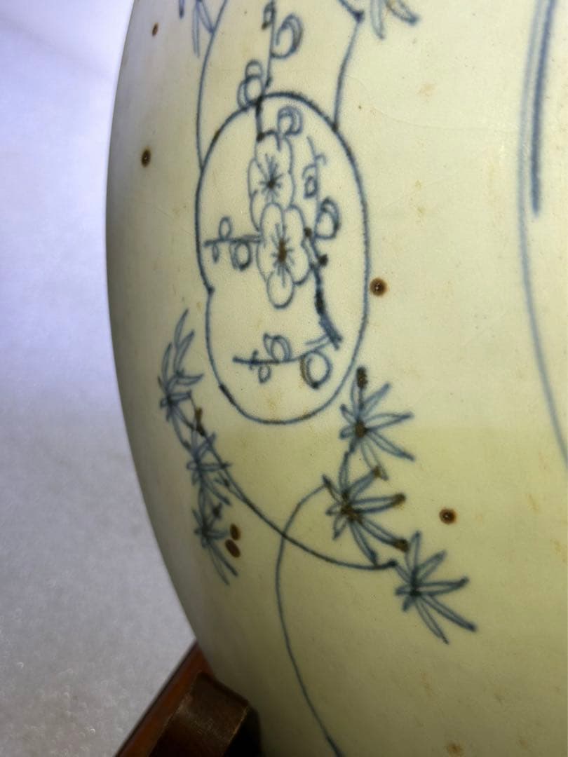 古家蔵出 骨董品 太明成化年製 大皿 鳳 菊 大皿 飾り皿 約47cm