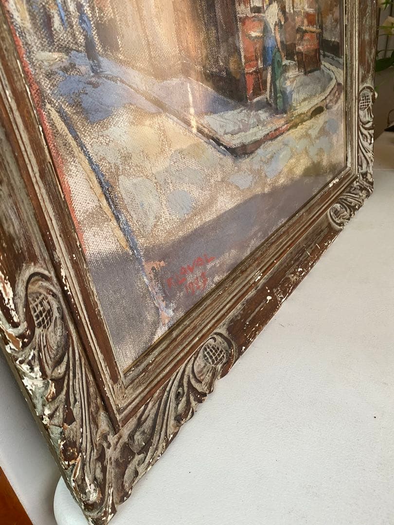 フェルナンド　ラバル　パリ風景　アンティーク　油絵　 油彩画　額縁