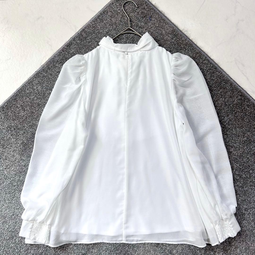 美品 セルフォード リボンブラウス フレア Aライン 白