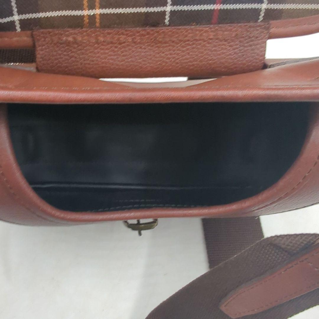 美品 Barbour バブアー カートリッジ ショルダーバッグ ブラウン レザー