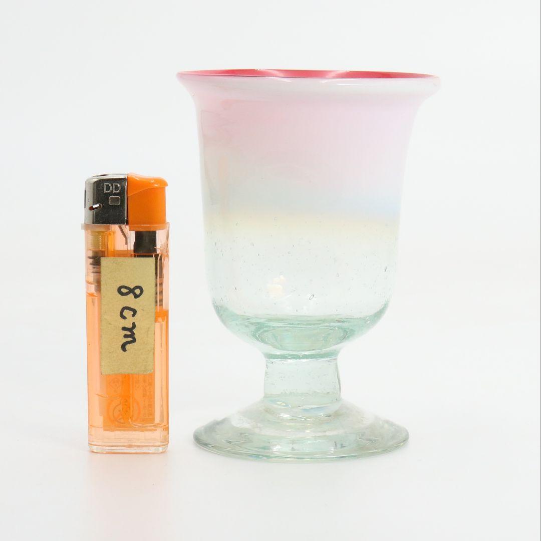 大正ガラス 乳白色 アイスクリーム 氷 コップ ラッパ ベル形　N394　Z1