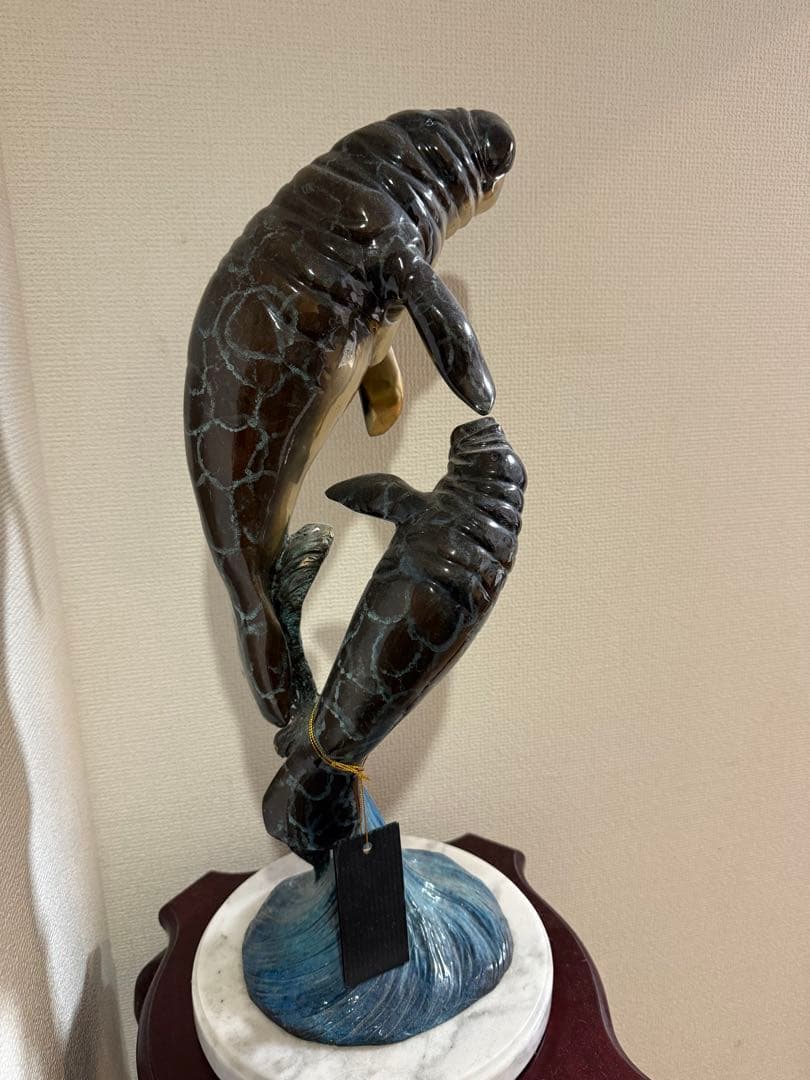 ブロンズ製 マナティー 親子 彫刻 約53cm