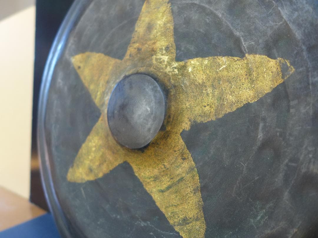 時代物　明治大正期頃？　大変古い銅鑼　度鑼 古銅　鍛金作り　桴付き 茶道　骨董