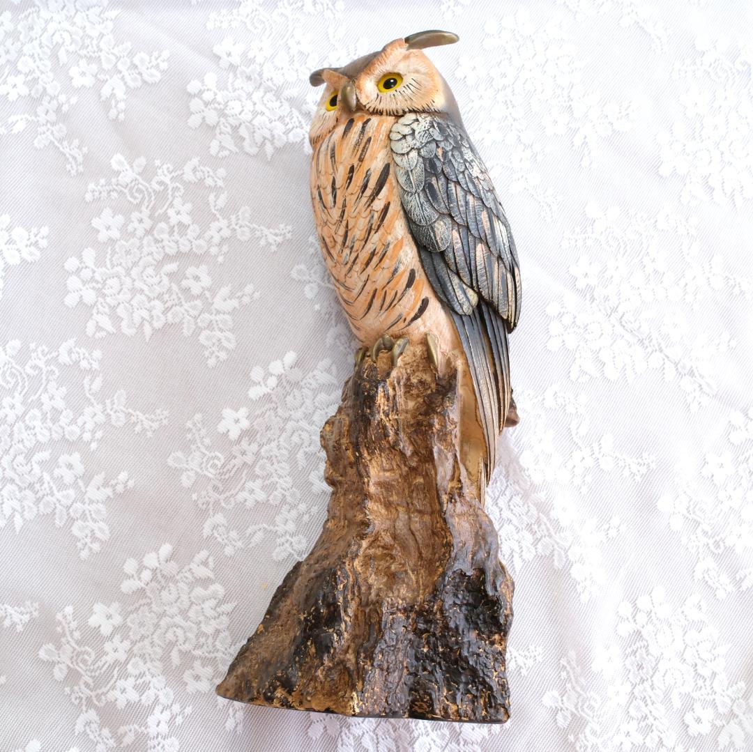 イタリア製フクロウの彫刻 約35cm