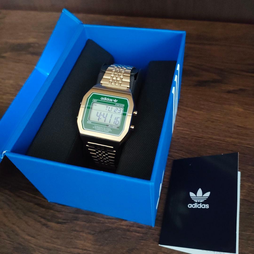 adidas DIGITAL TWO デジタル腕時計 ゴールド/グリーン