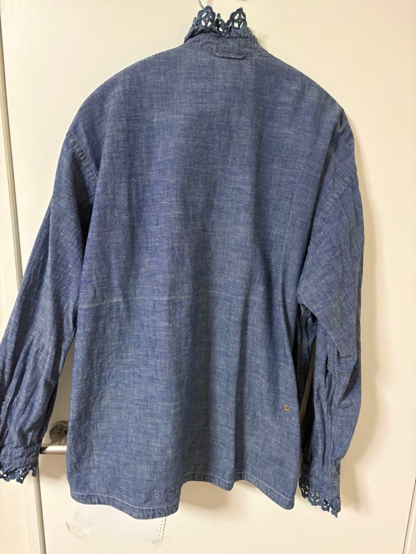 45R ダンガリーカットワークブラウス/インディゴ