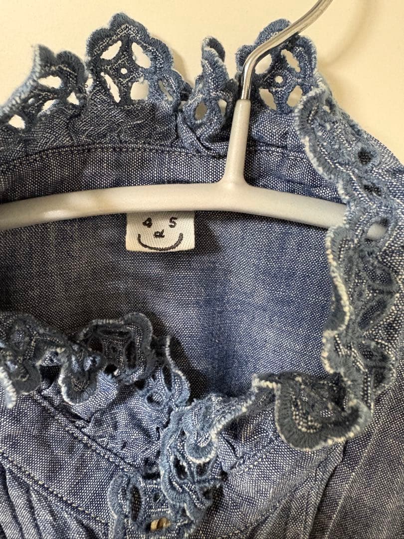 45R ダンガリーカットワークブラウス/インディゴ