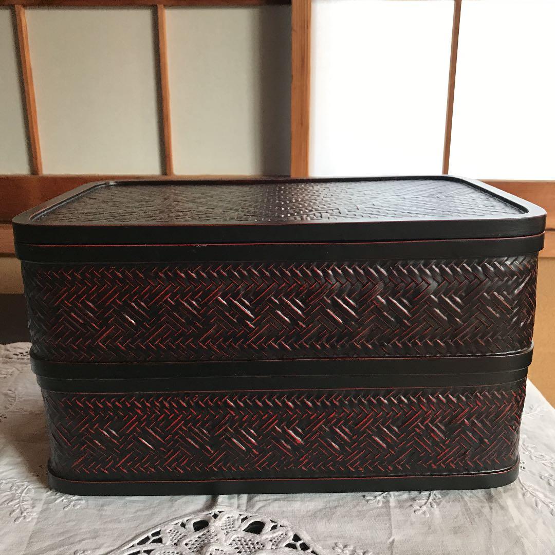 藍胎漆器　二重文箱