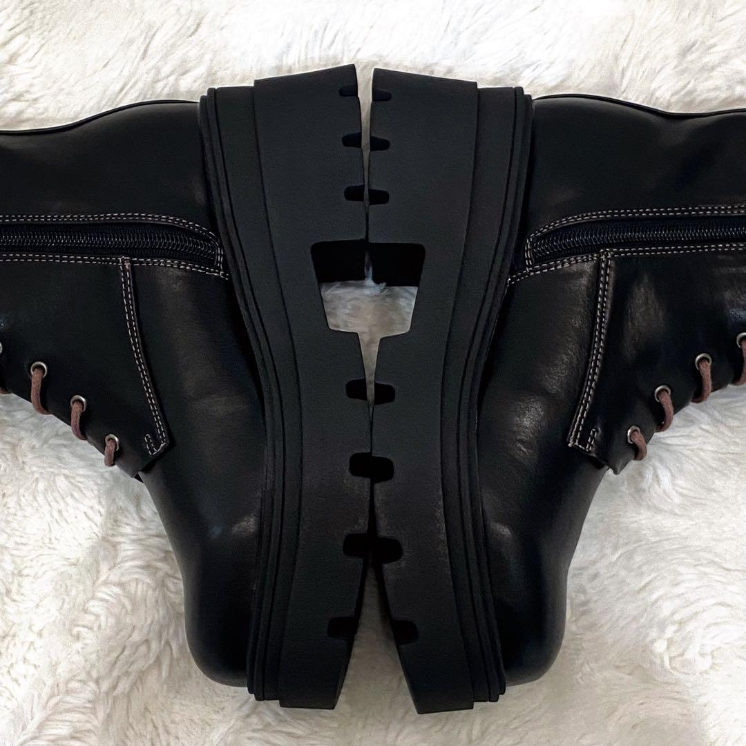 【新品・タグ付・厚底】by あしながおじさん レースアップロングブーツ L