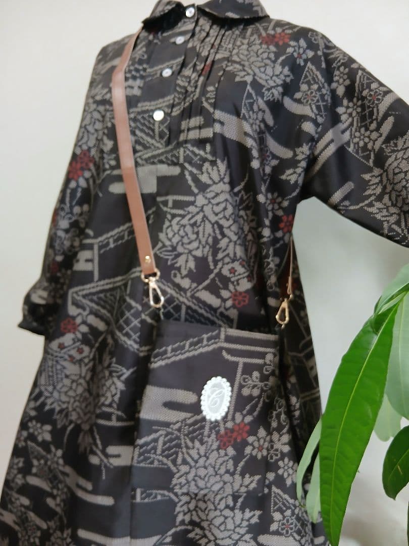 着物リメイク★本場大島紬★ワンピース&ポシェット