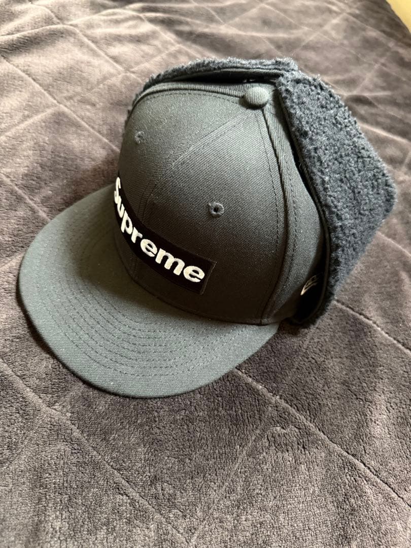 supreme Earflap New Era cap キャップ 黒 7 5/8