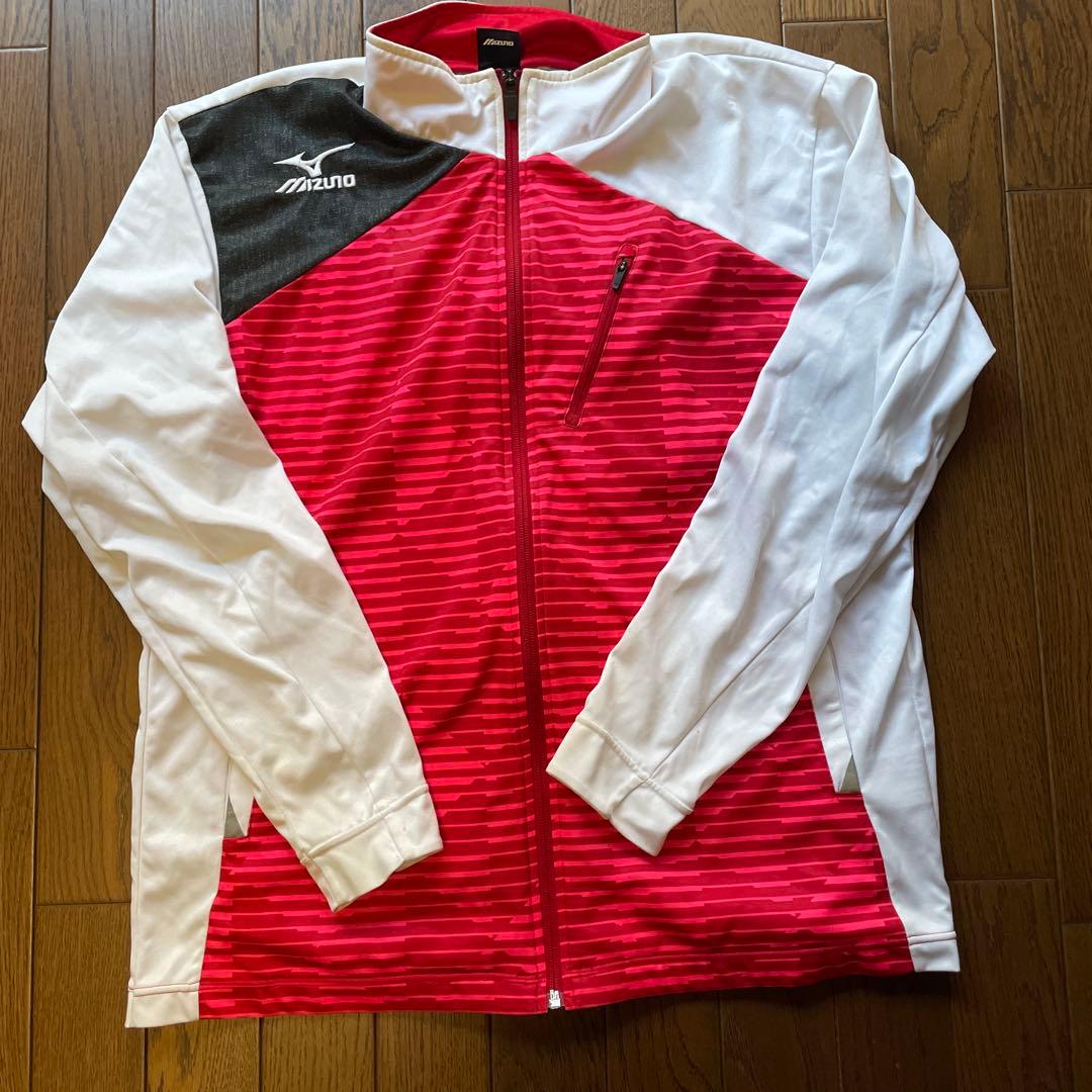 Mizuno ウォームアップウェア Lサイズ 赤/白 JAPAN刺繍ジャージ