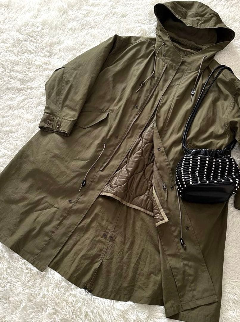 美品【Whim Gazette】ウィム ガゼット　モッズコート　ライナー付カーキ