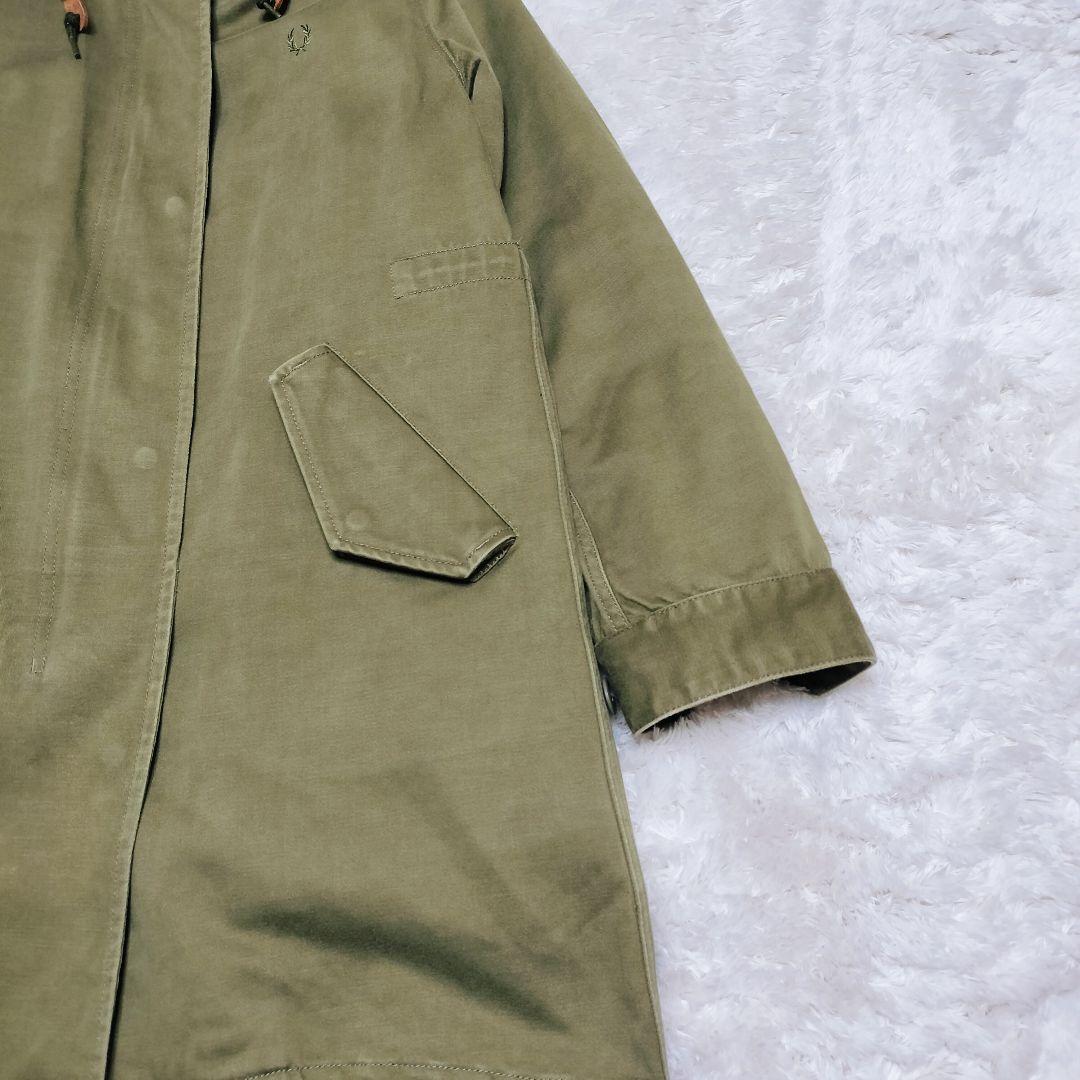 フレッドペリー モッズコート ライナー ストライプ 刺繍 カーキ 10 L