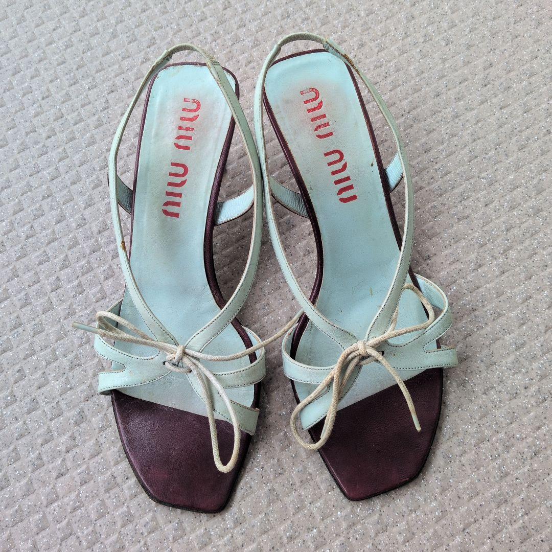 Miu Miu 薄い水色 ストラップサンダル ヒール6cm
