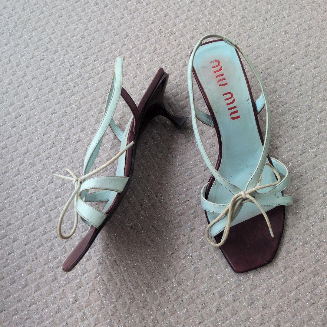 Miu Miu 薄い水色 ストラップサンダル ヒール6cm
