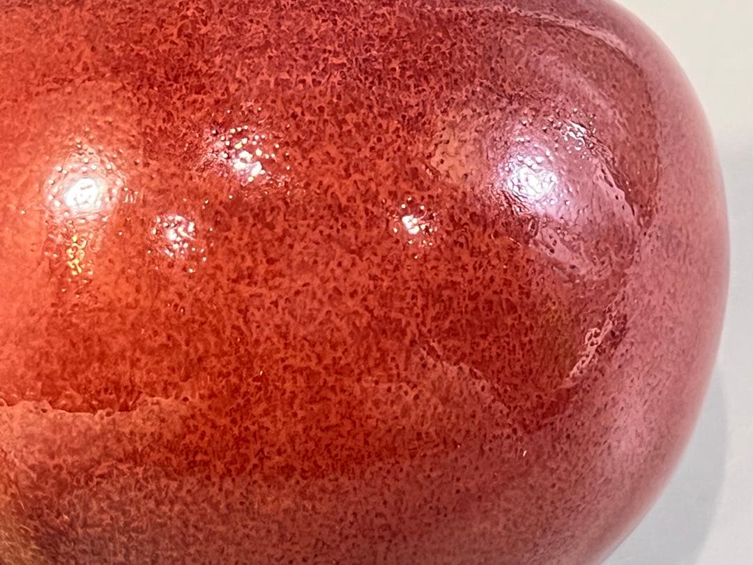 清時代 康熙年製 豆紅釉苹果尊・時代物・古陶磁・古賞物・旧家買出品