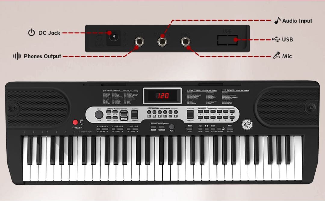 電子ピアノ 61鍵盤 キーボード ピアノ 電子キーボード
