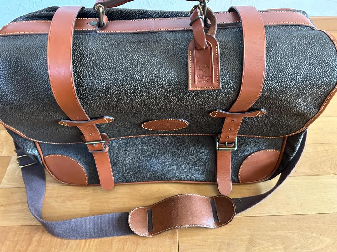 Mulberryマルベリー　シボ革　レザー　トラベルバック　イタリア製