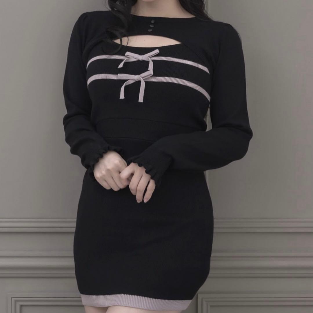 リボンテープレイヤードニットワンピ　pium ピウム