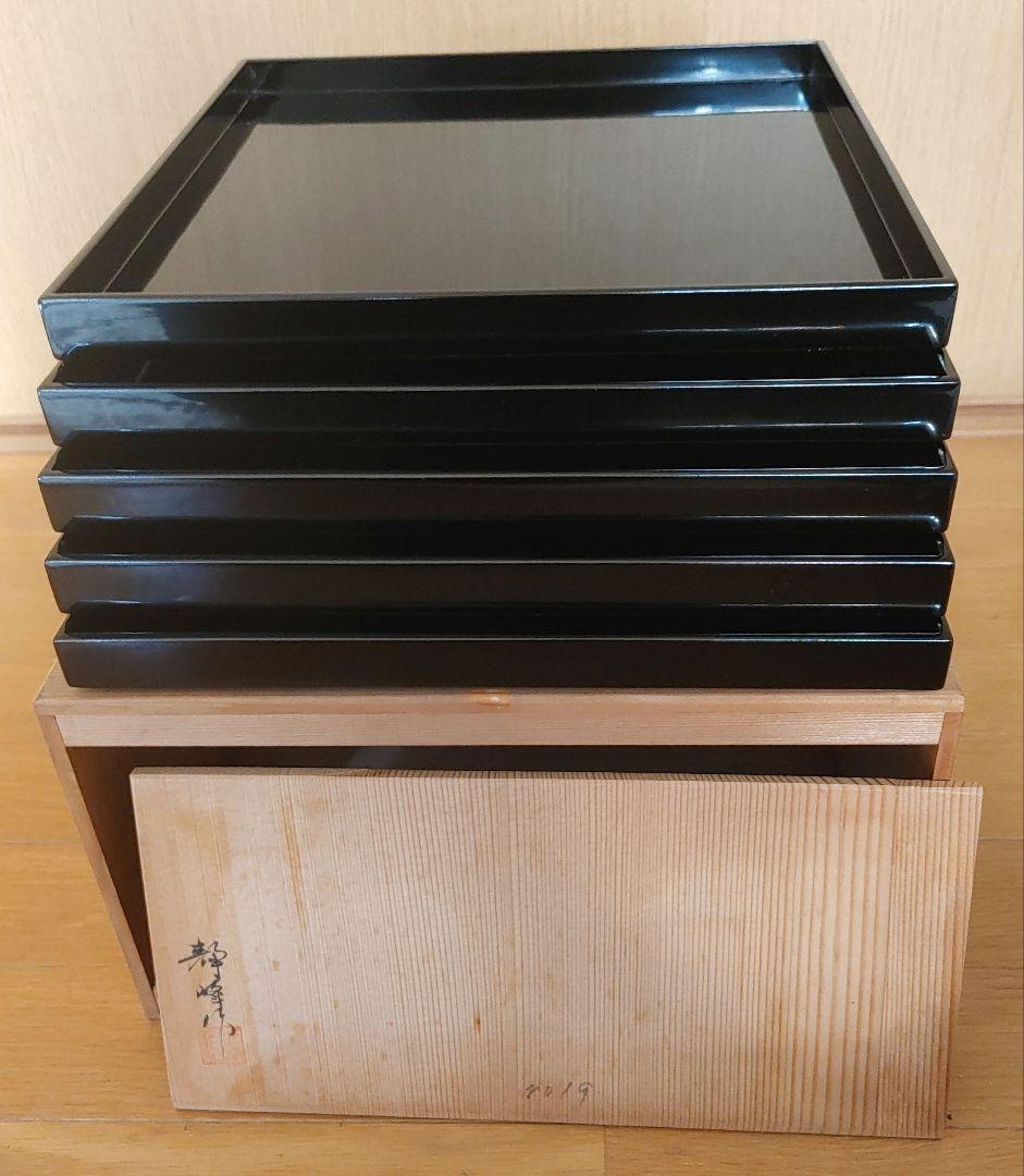 膳 5枚セット 木製収納箱付き 茶懐石道具　お膳　４枚　輪島塗