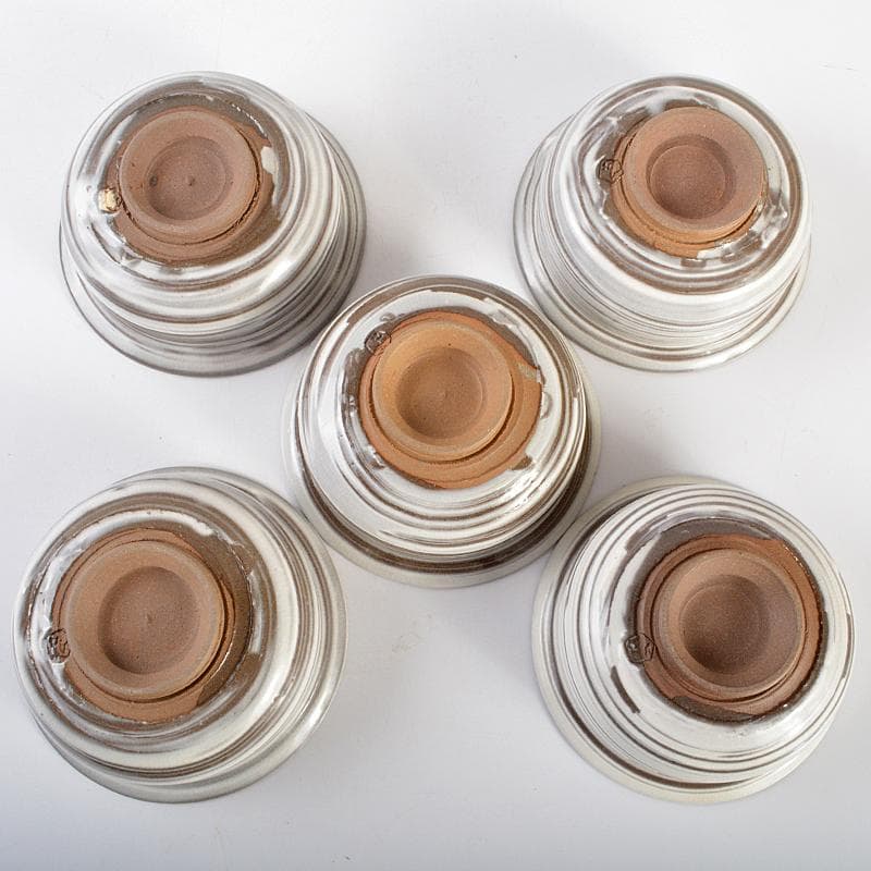 和食器　京焼　浅見五郎助　刷毛目　蓋向付　五客　共箱　V　R6729B