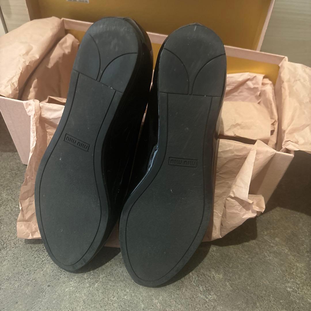 Miu Miu 黒 フラットシューズ クリスタル装 hanachaman