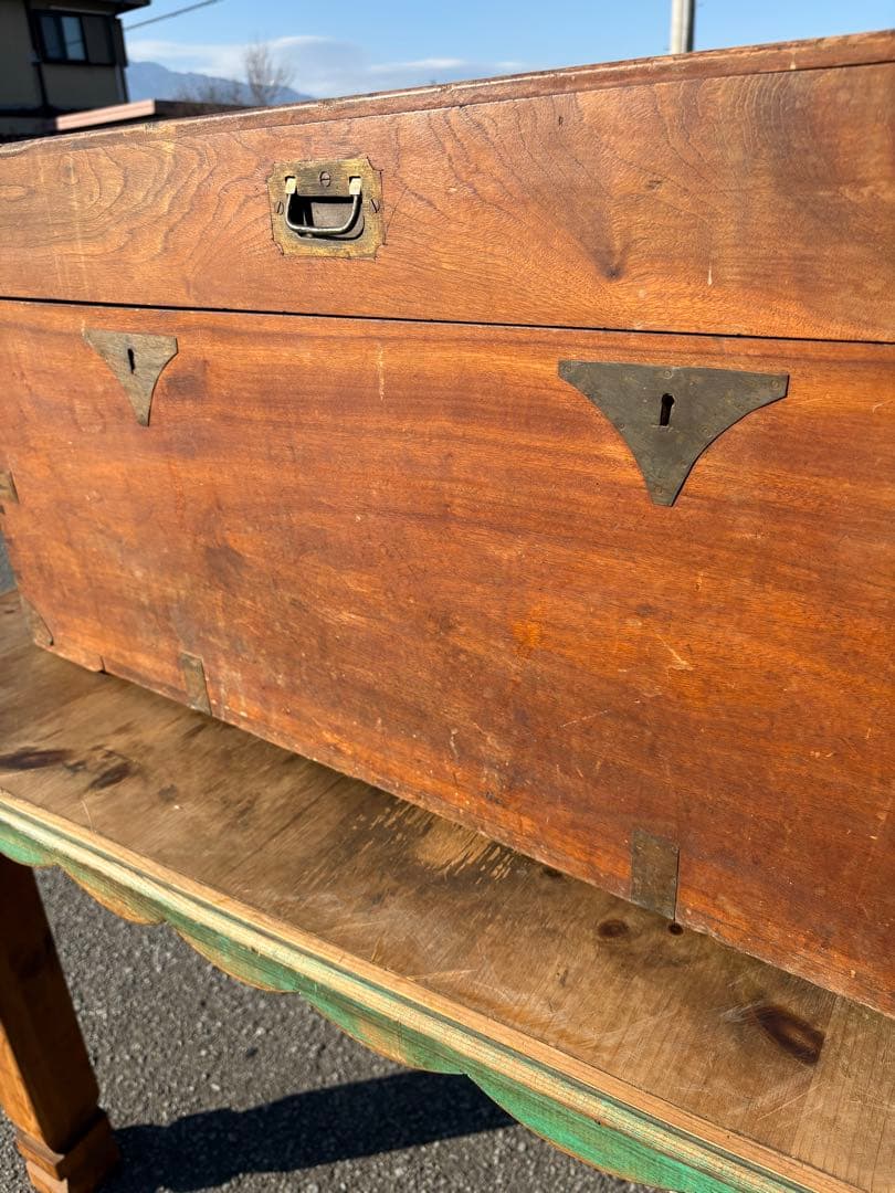 レトロ　アンティーク　木製トランク　トランク　木箱　船トランク