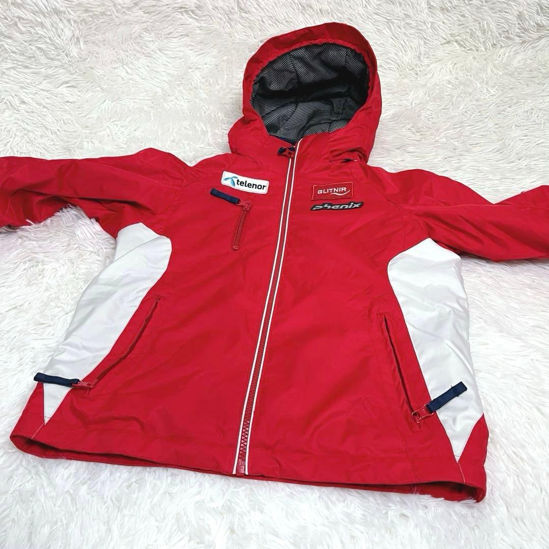 美品 フェニックス スキーウェア上下 140 ジュニア レッド ワッペン 小学生