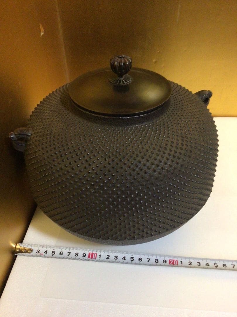 茶道具 敬典 霰 釜 共箱付き